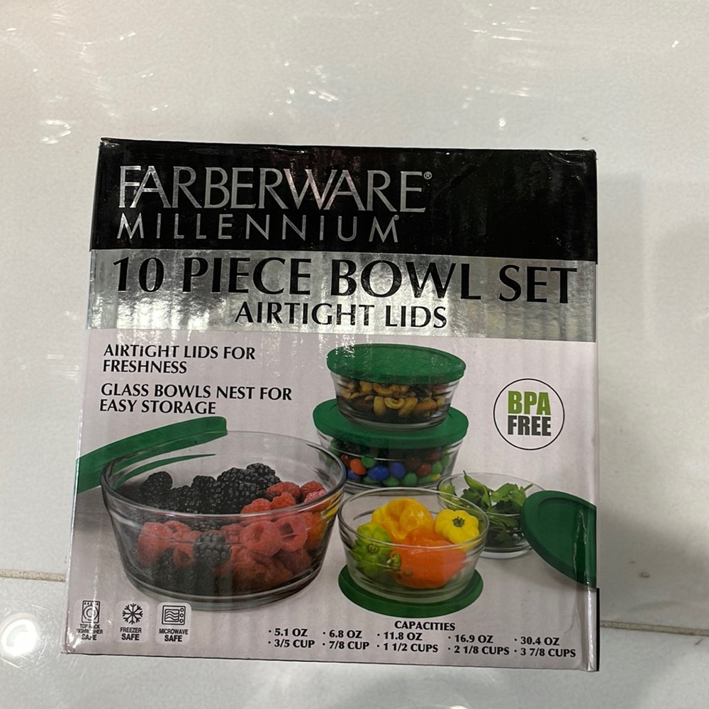 10 piece glass bowl set